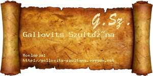 Gallovits Szultána névjegykártya